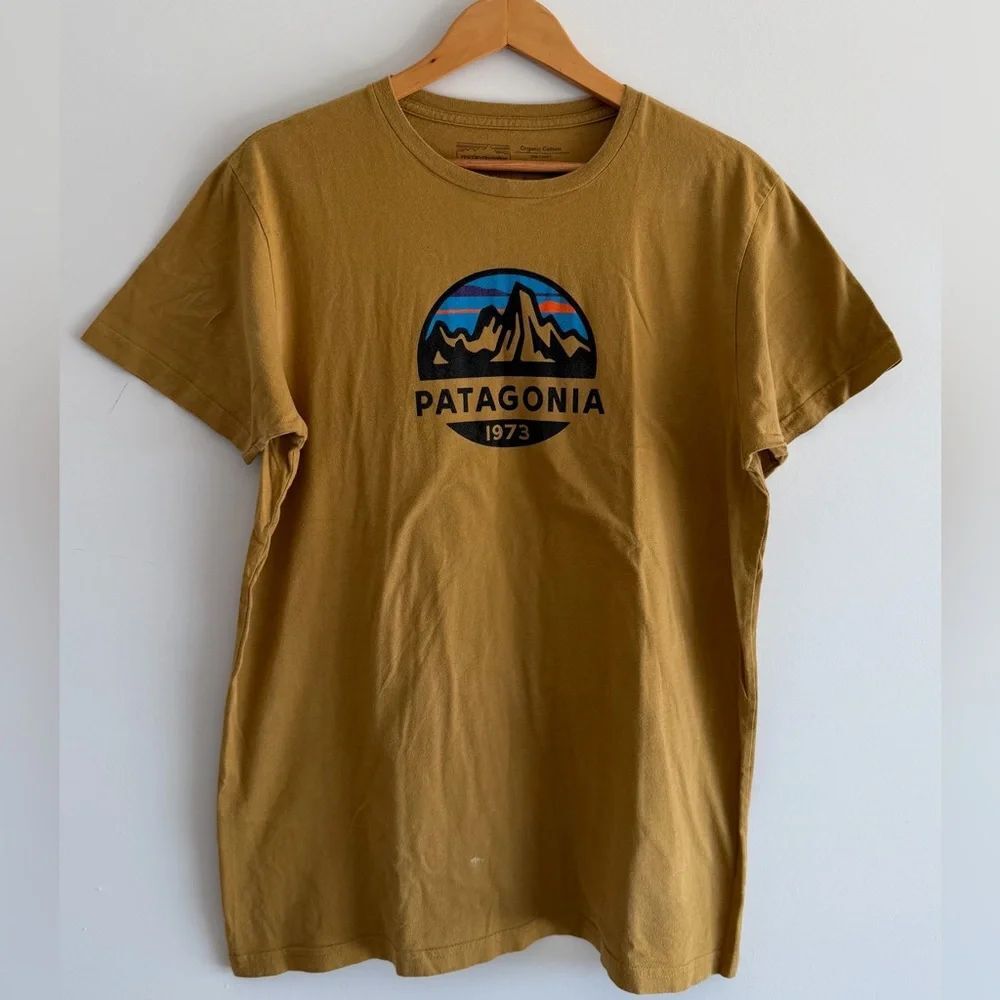 Patagonia Mens Short Sleeve Summit Toad Tee Shirt L Cotton Sustainable Outdoor